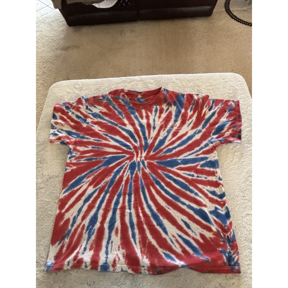 Simply Southern Red Blue Tie Dye Love All That You Do Women's Medium & Large